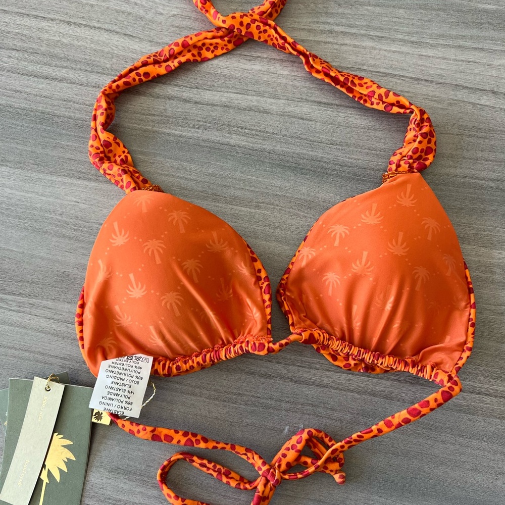 Agua de coco Poá Leaf Long Triangle Bikini Top With Loop - Picture 4 of 7